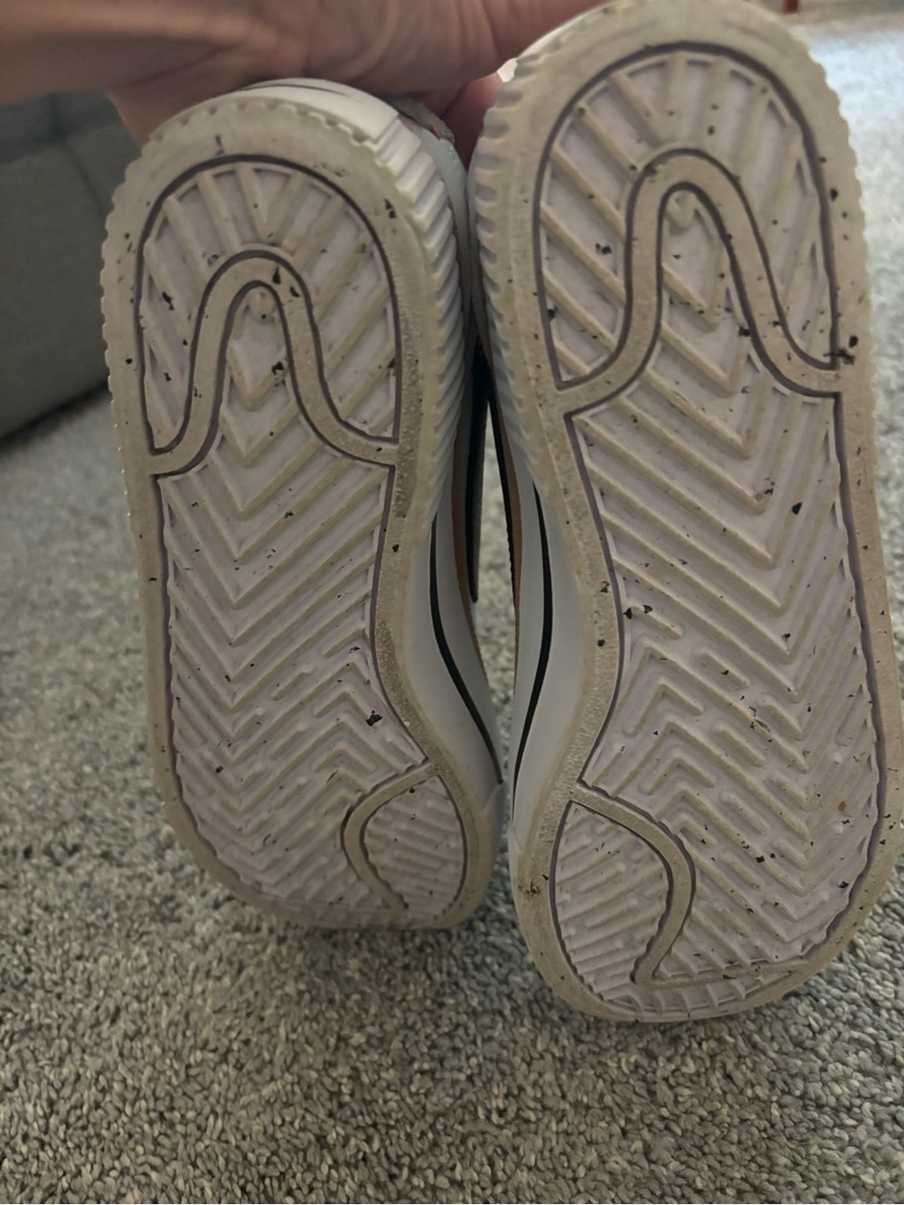 Nike White Sneakers with Black Swoosh and Tan Trim - Picture 4 of 4